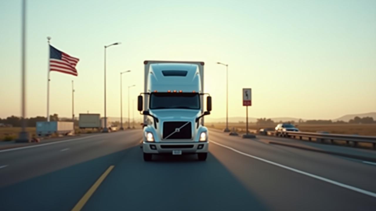 Reliable freight truck crossing the US-Mexico border