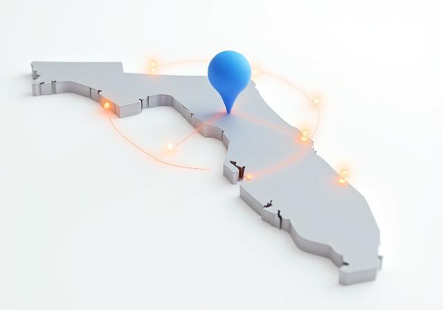 Logistics map showing Port St. Lucie as the hub for Florida and the Southeast